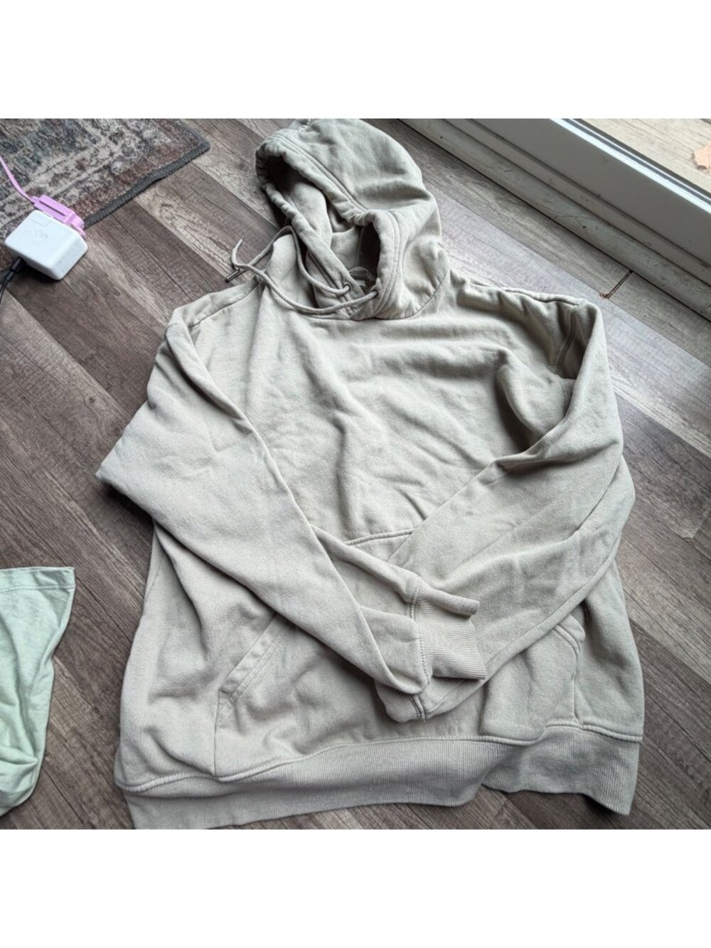 H&M Beige Hoodie Small Size Cotton Blend Kangaroo Pocket Casual Wear